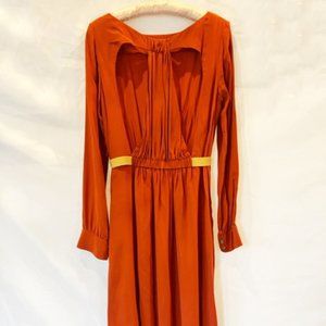 Thakoon Burnt Orange Silk Cut Out Knee Length Cocktail Dress-Size 4